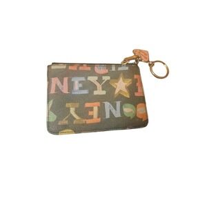 Dooney & Bourke Multicolor Logo Print Key Pouch Coin Purse Wallet Charm